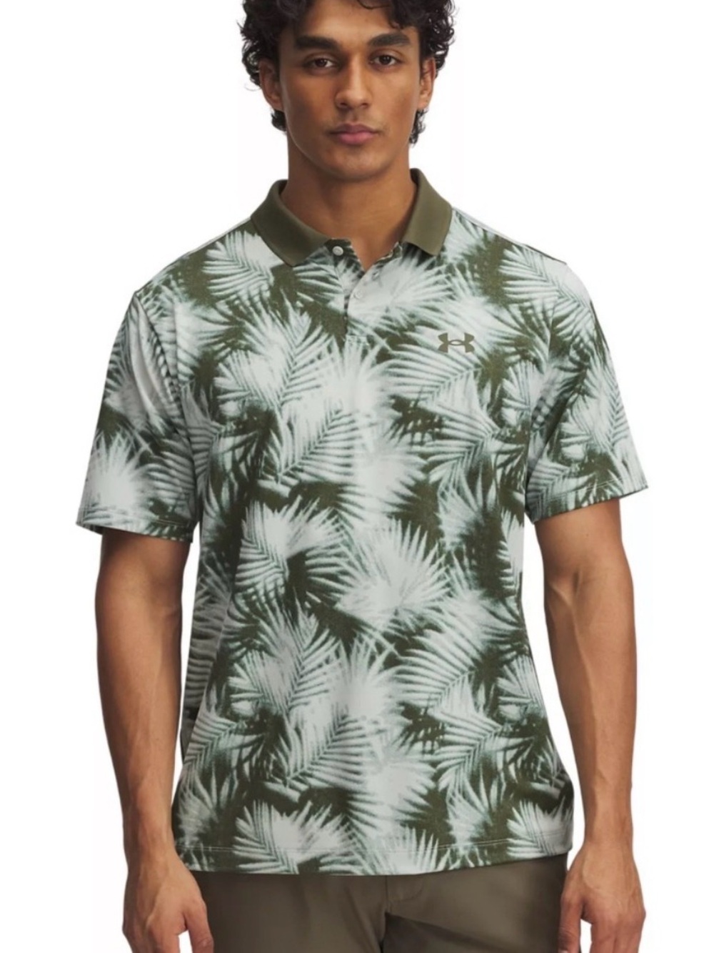 Under Armour Men's Olive and White Palm-Print Polo